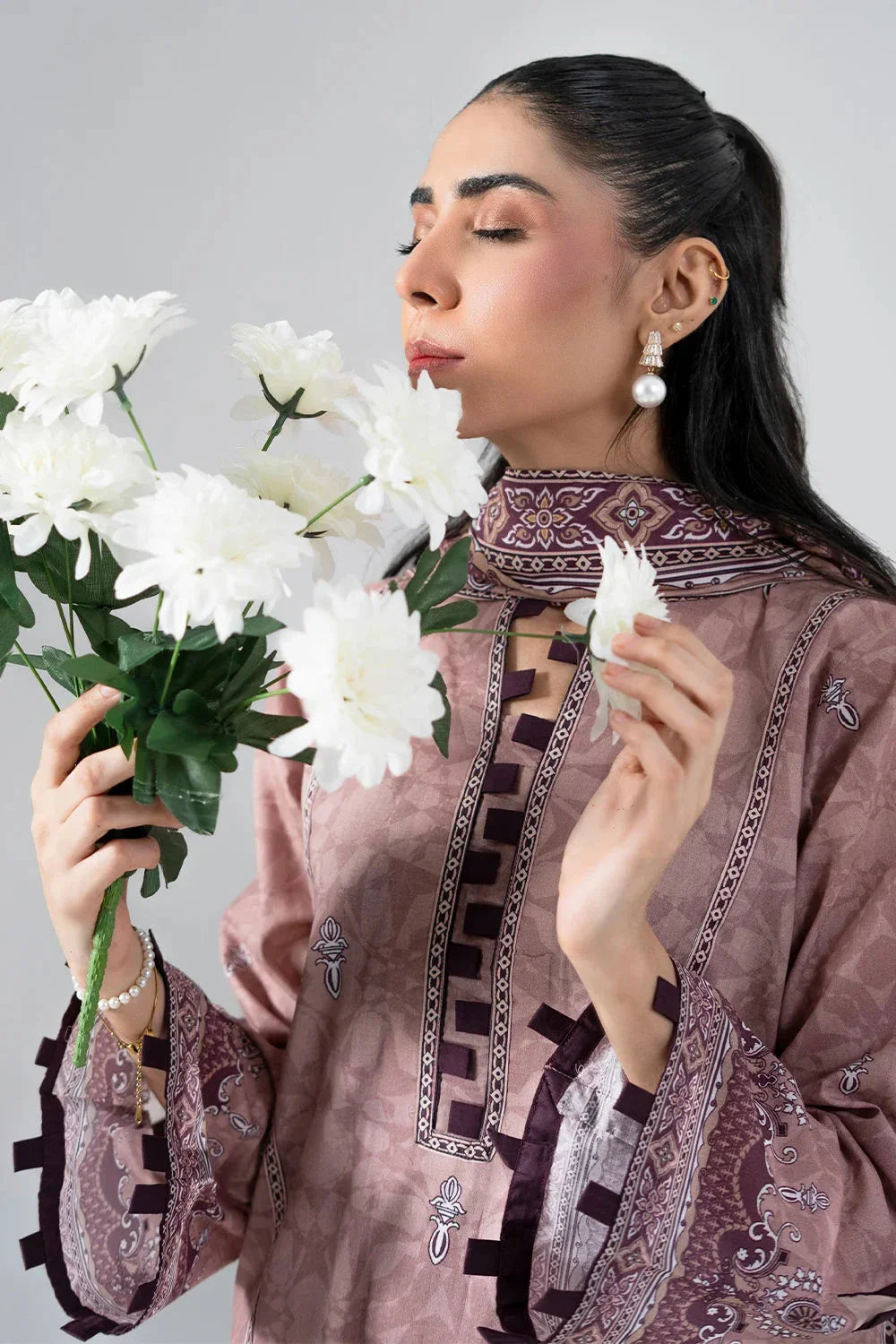 2PC Unstitched Printed Lawn Shirt & Dupatta | KSD-4101 Printed KHAS STORES 