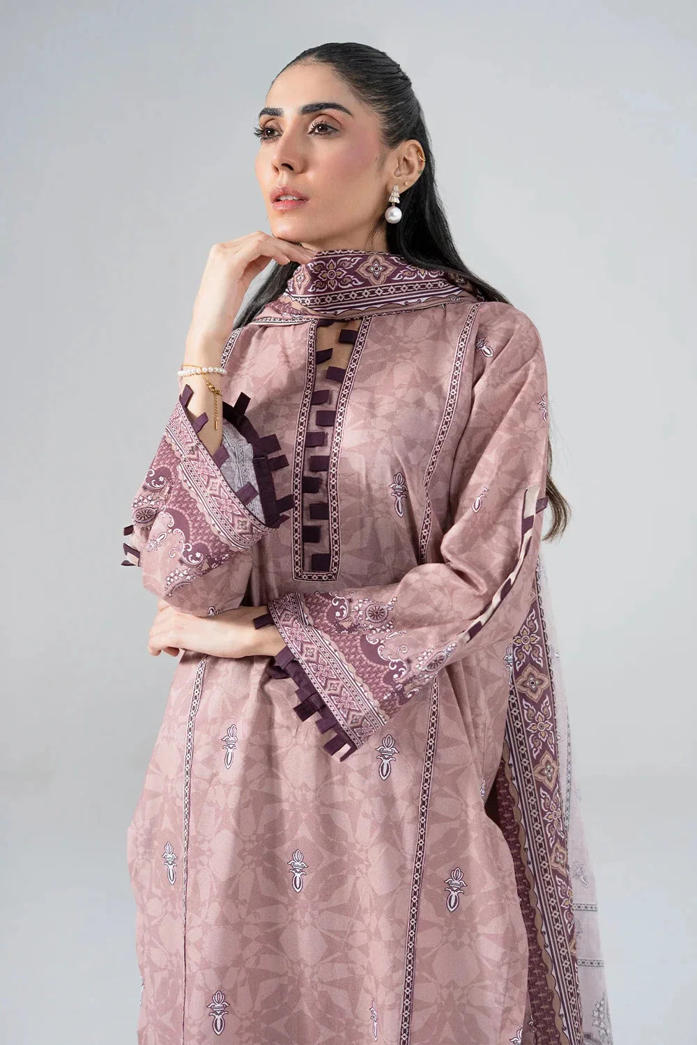 2PC Unstitched Printed Lawn Shirt & Dupatta | KSD-4101 Printed KHAS STORES 