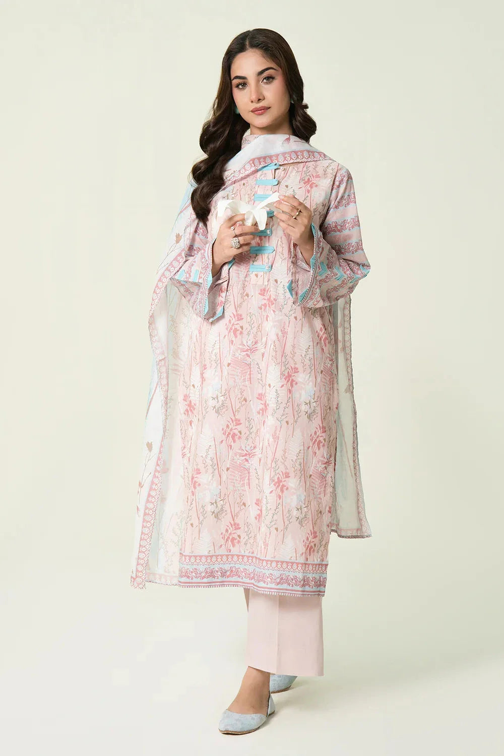 2PC Unstitched Printed Lawn Shirt & Dupatta | KSD-4103 Printed KHAS STORES 