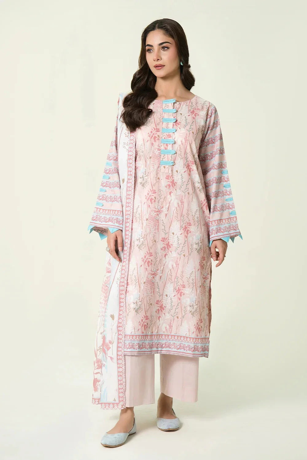 2PC Unstitched Printed Lawn Shirt & Dupatta | KSD-4103 Printed KHAS STORES 