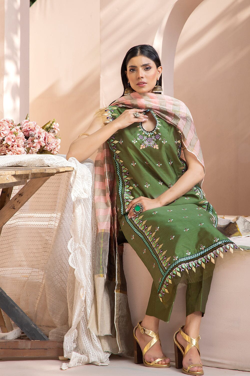 3 Pcs Unstitched EMB Faux Silk SUIT KFSE-2327 KHAS STORES 