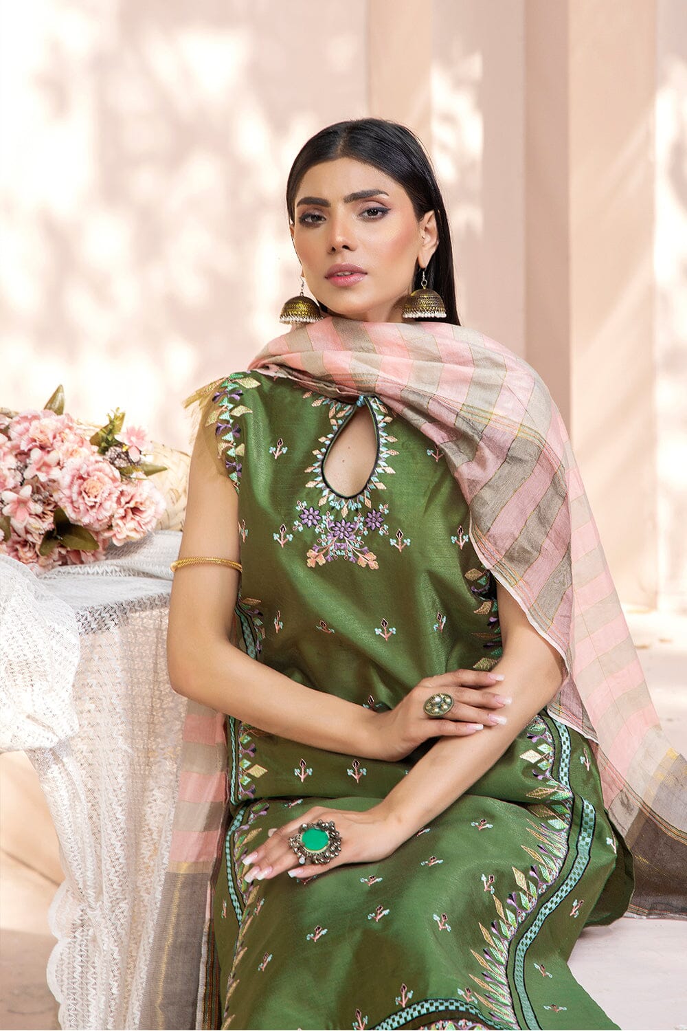 3 Pcs Unstitched EMB Faux Silk SUIT KFSE-2327 KHAS STORES 