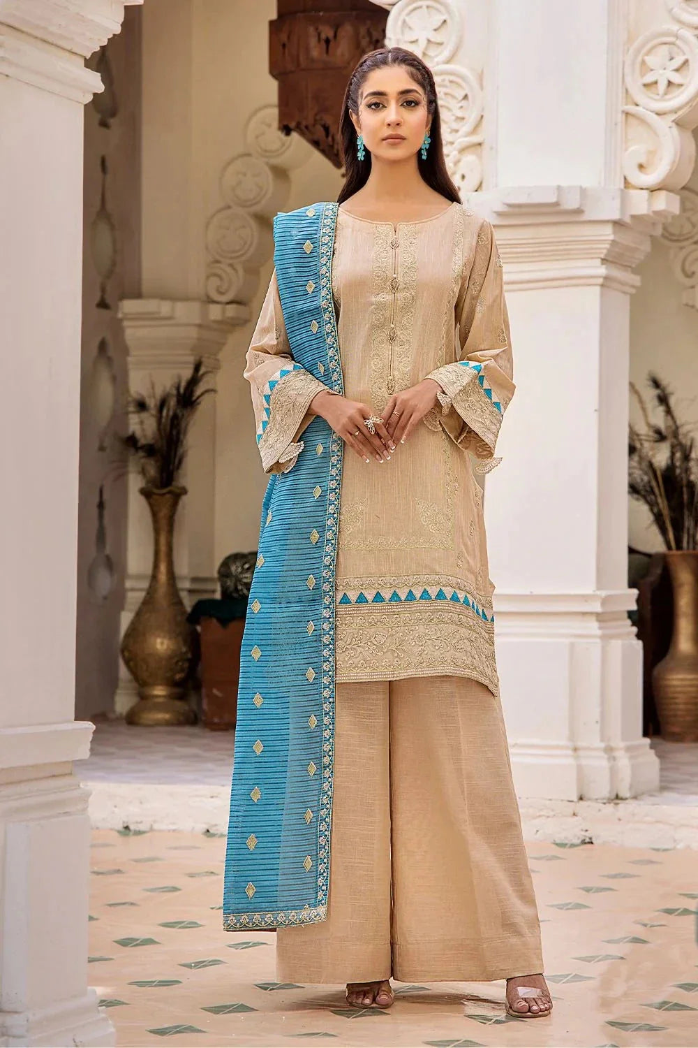 3 Pcs Unstitched Emb Khaddar Suit KKE-1612 KHAS STORES 