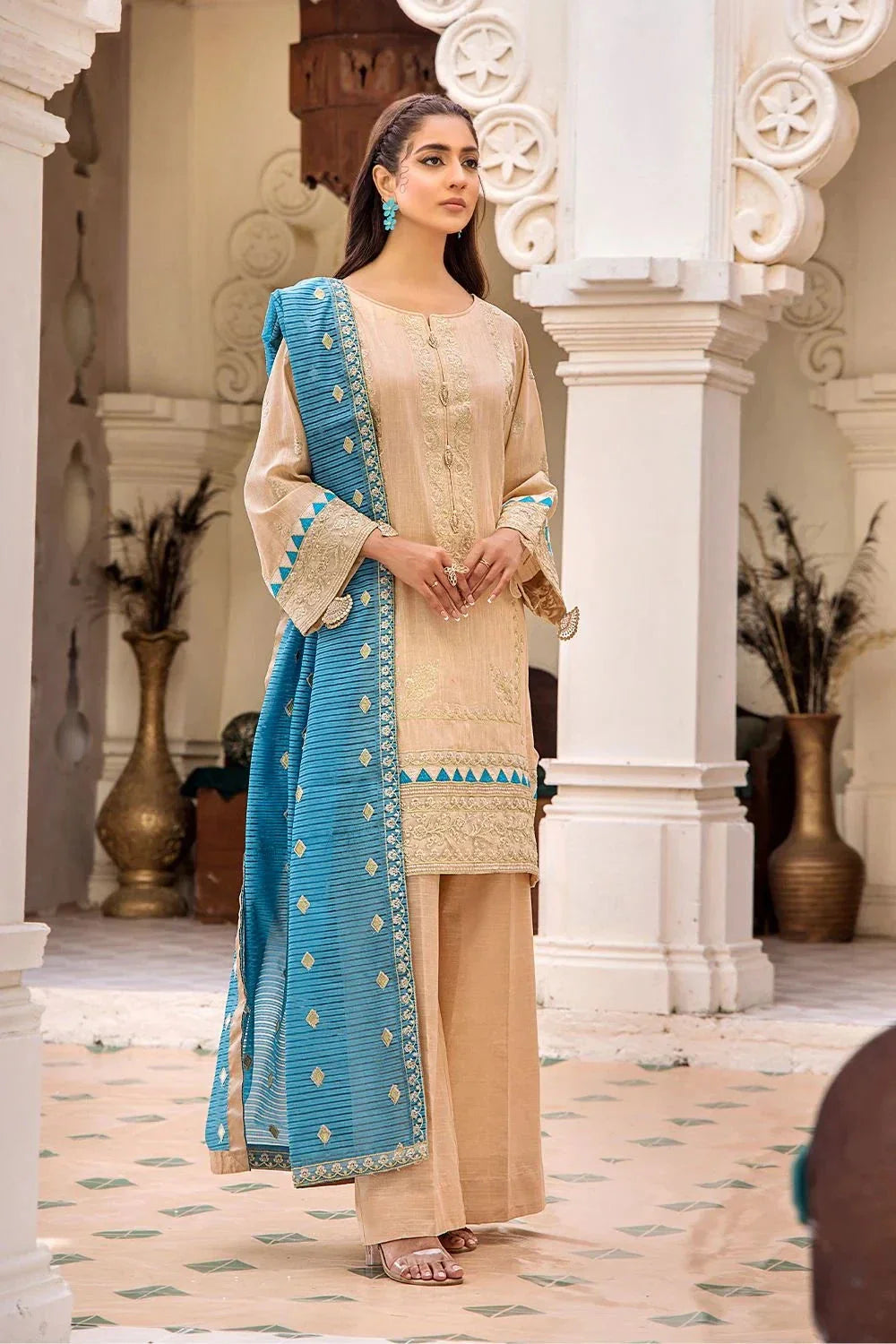 3 Pcs Unstitched Emb Khaddar Suit KKE-1612 KHAS STORES 