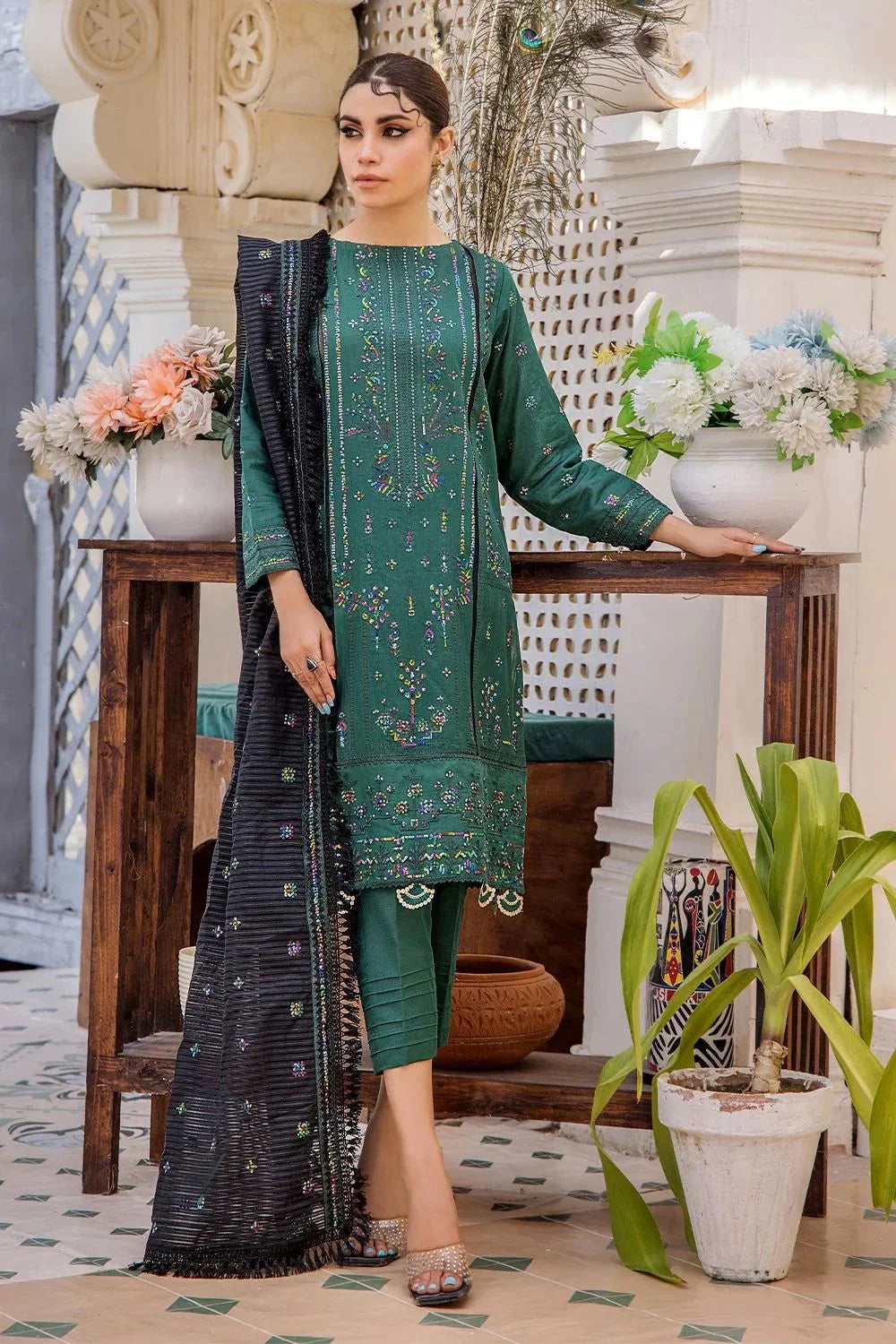 3 Pcs Unstitched Emb Khaddar Suit KKE-1616 KHAS STORES 