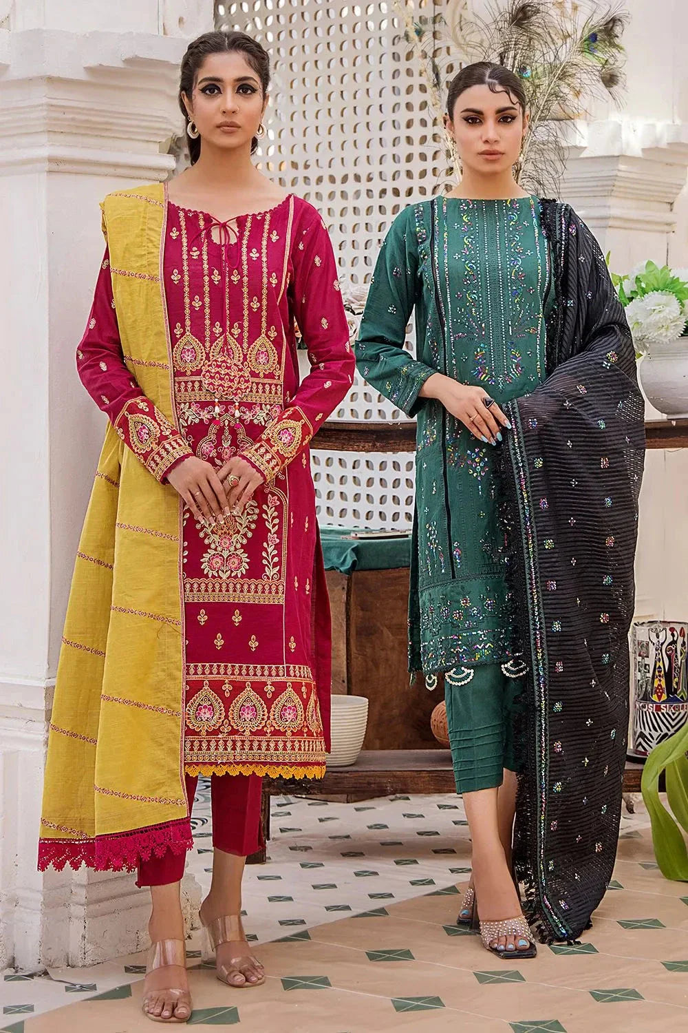 3 Pcs Unstitched Emb Khaddar Suit KKE-1618 KHAS STORES 