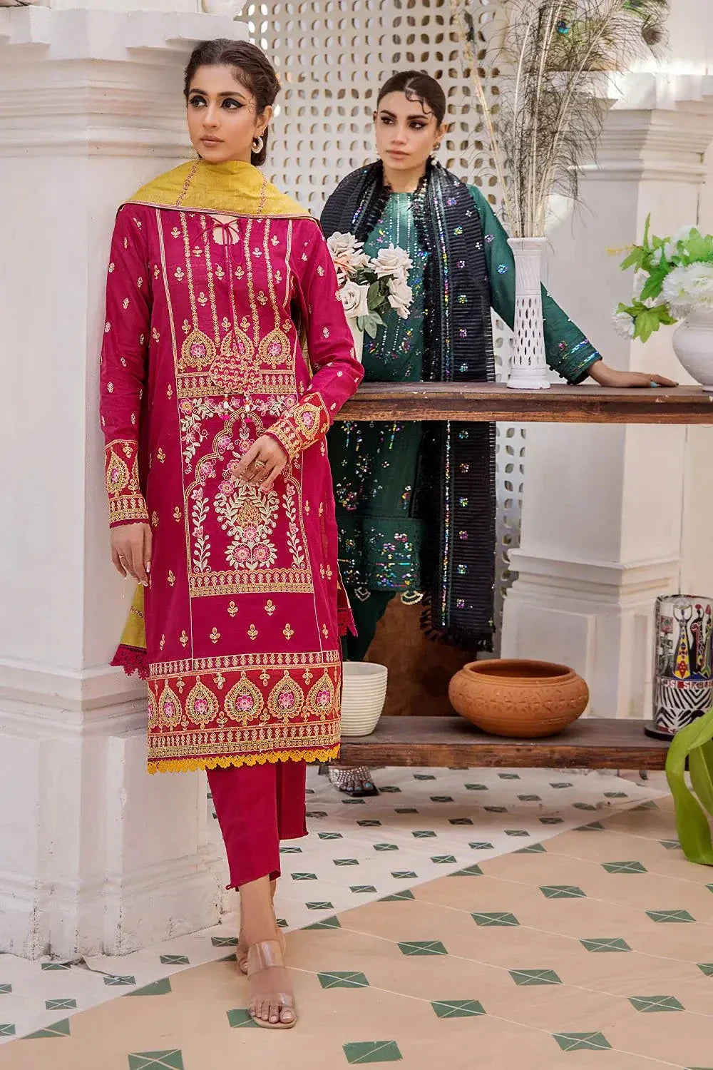 3 Pcs Unstitched Emb Khaddar Suit KKE-1618 KHAS STORES 