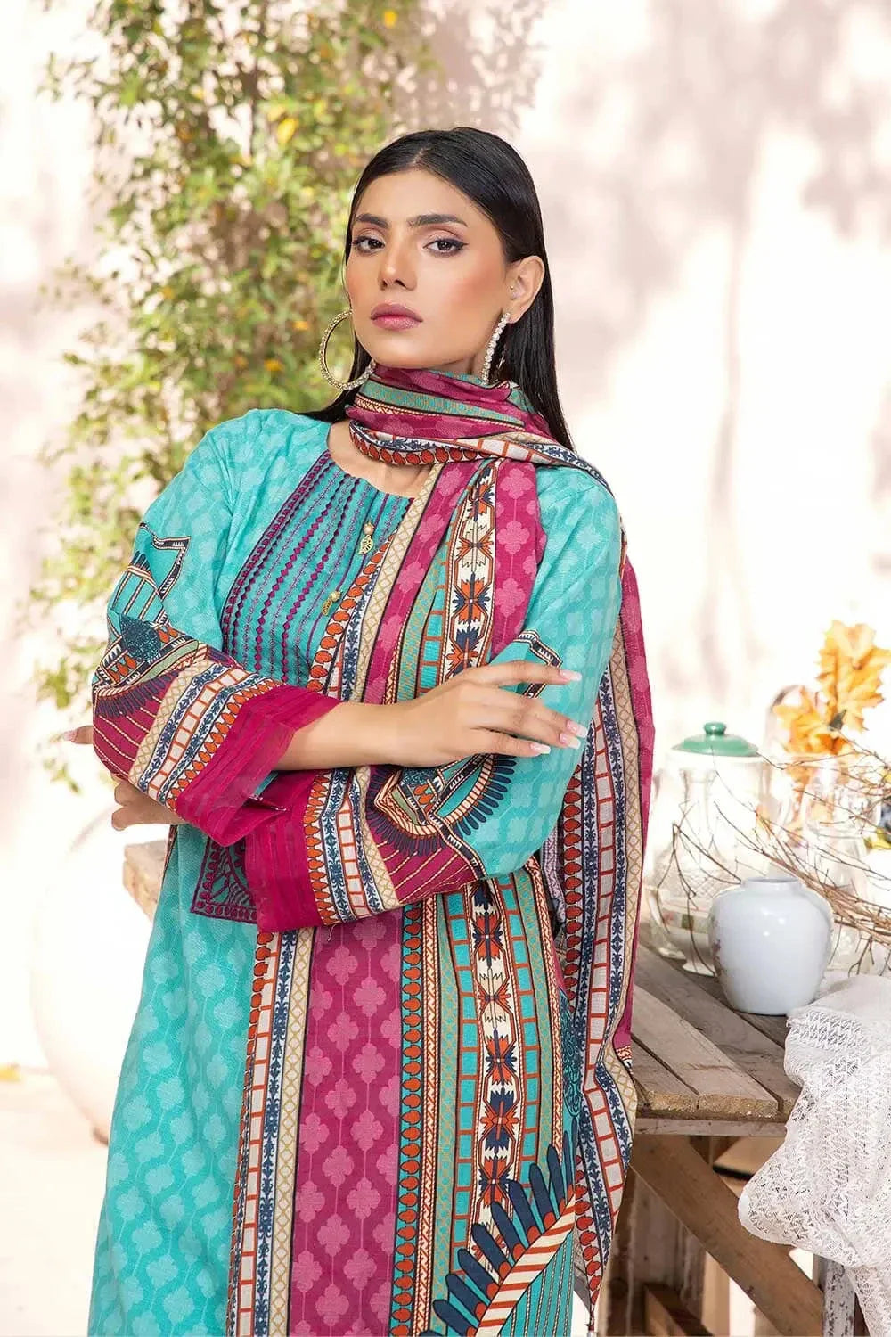 3 Pcs Unstitched Emb Khaddar Suit KKE-2215 KHAS STORES 