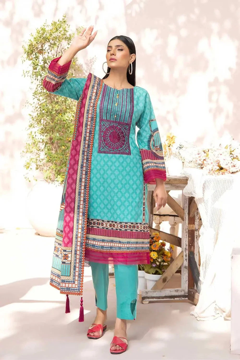 3 Pcs Unstitched Emb Khaddar Suit KKE-2215 KHAS STORES 