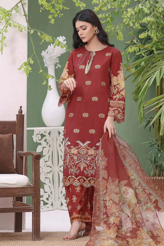 3 Pcs Unstitched EMB Lawn Suit KCNE-1941 Dresses KHAS STORES 