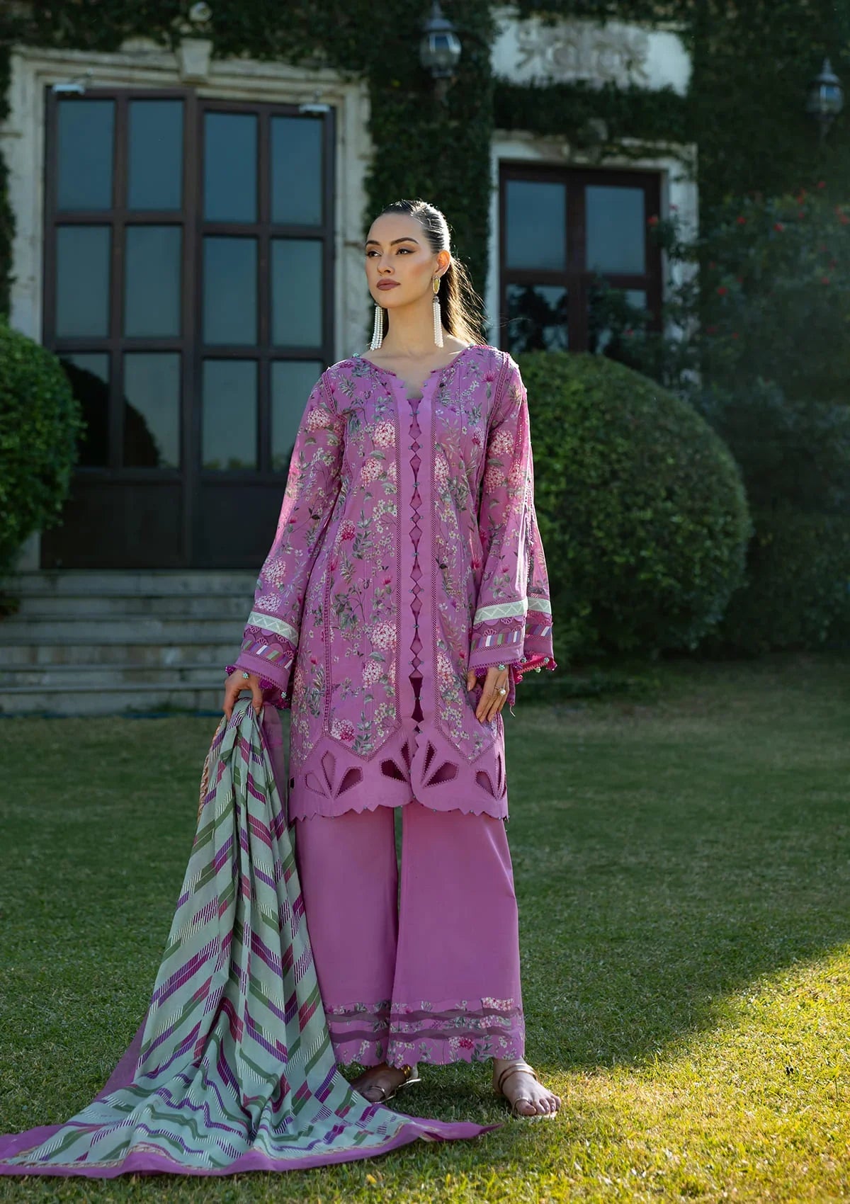 FUCHSIA FANTASY Digital Printed Lawn and Digital Printed Voile Dupatta from ELAF PRINTS COLLECTION 2025.