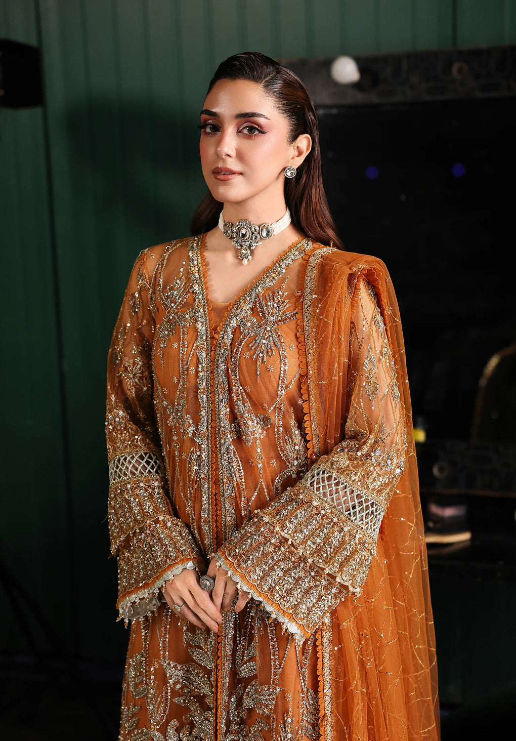ESH-09 SAFFRON-STARDOM - FORMAL HANDWORK '25 by Elaf Premium at #VogueClothingStudio