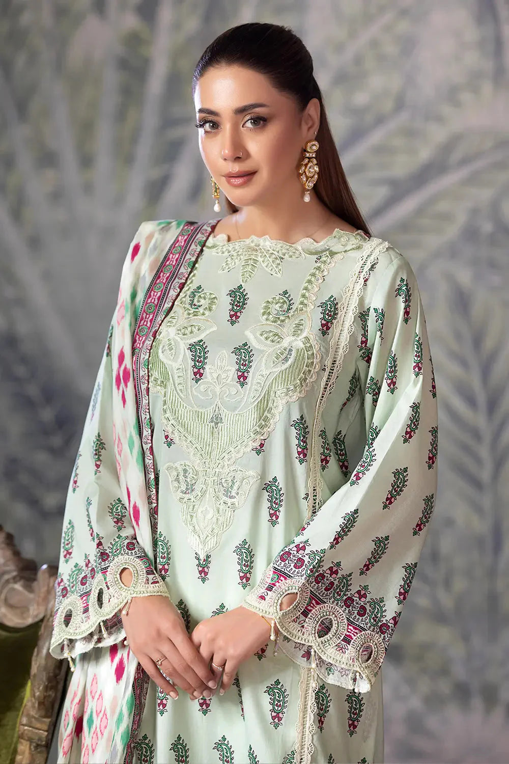 3PC Embroidered Unstitched Cambric Suit KCCE-2843 Embroidered KHAS STORES 