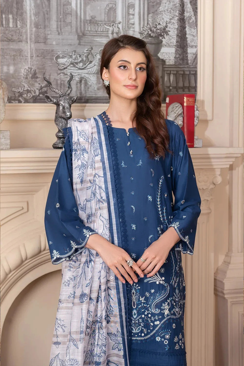 3PC Embroidered Unstitched Cambric Suit KCCE-3522 Embroidered KHAS STORES 