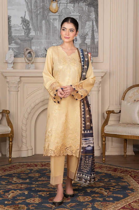 3PC Embroidered Unstitched Cambric Suit KCCE-3524 Embroidered KHAS STORES 