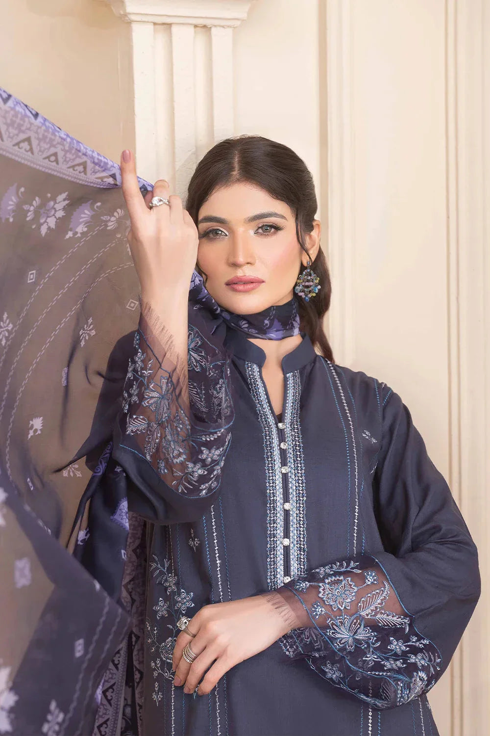 3PC Embroidered Unstitched Cambric Suit KCCE-3525 Embroidered KHAS STORES 