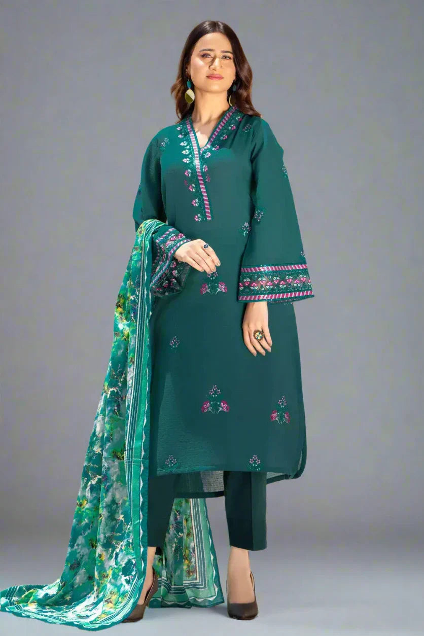 3PC Embroidered Unstitched Cambric Suit KSDE-2818 Embroidered KHAS STORES 
