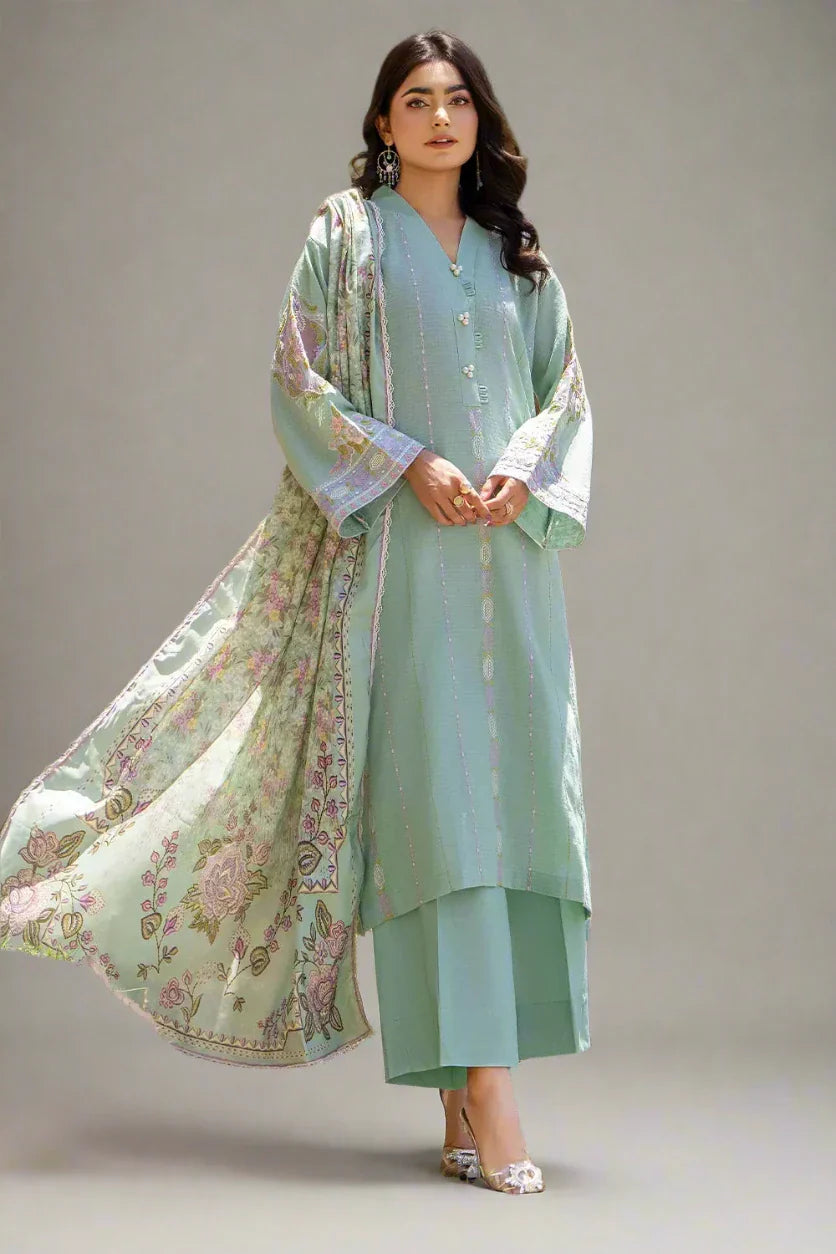 3PC Embroidered Unstitched Cambric Suit KSDE-2821 Embroidered KHAS STORES 