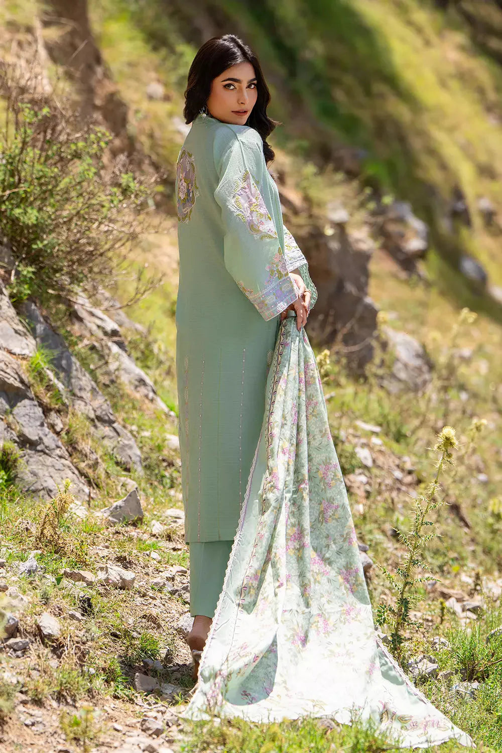 3PC Embroidered Unstitched Cambric Suit KSDE-2821 Embroidered KHAS STORES 