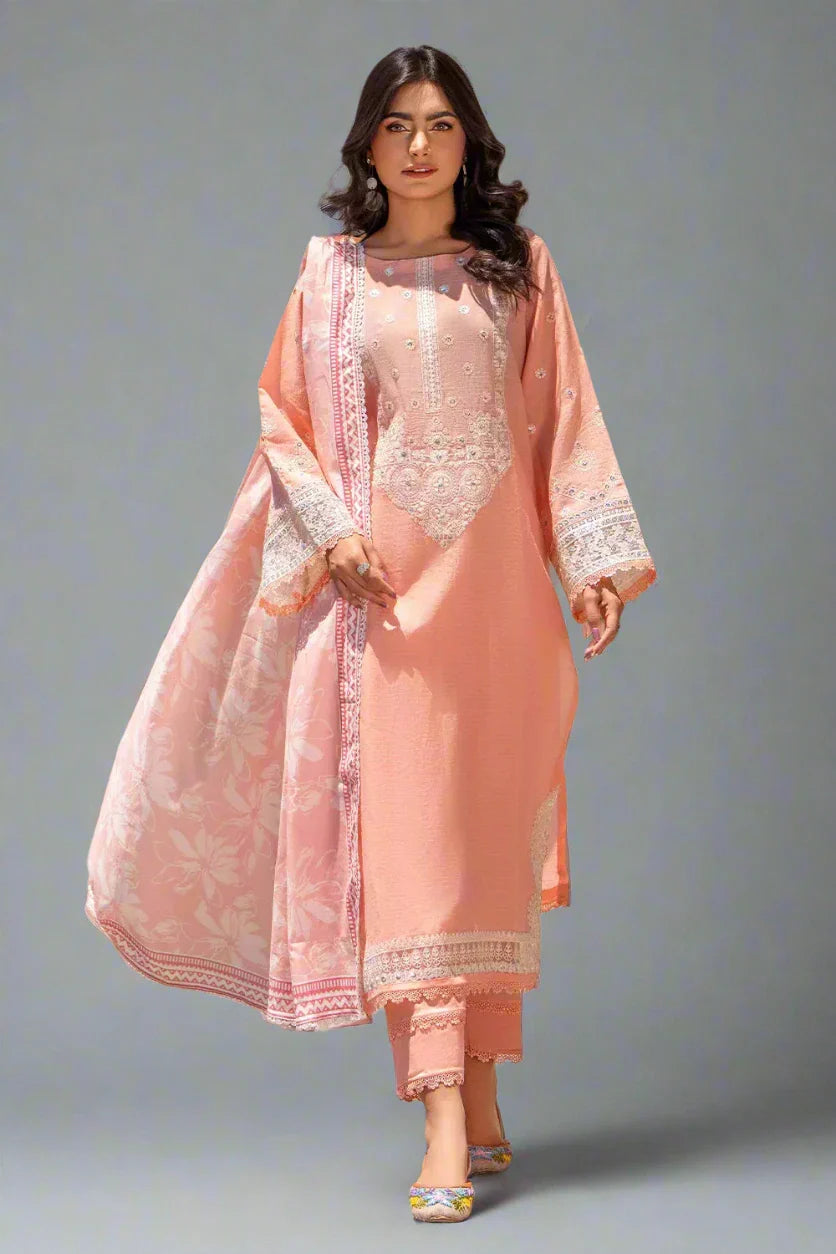 3PC Embroidered Unstitched Cambric Suit KSDE-2824 Embroidered KHAS STORES 