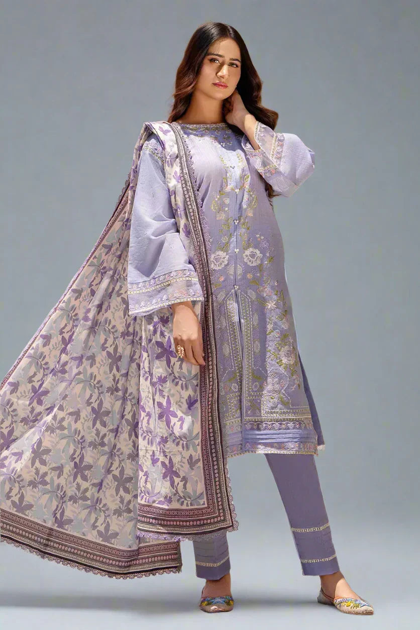 3PC Embroidered Unstitched Cambric Suit KSDE-2825 Embroidered KHAS STORES 