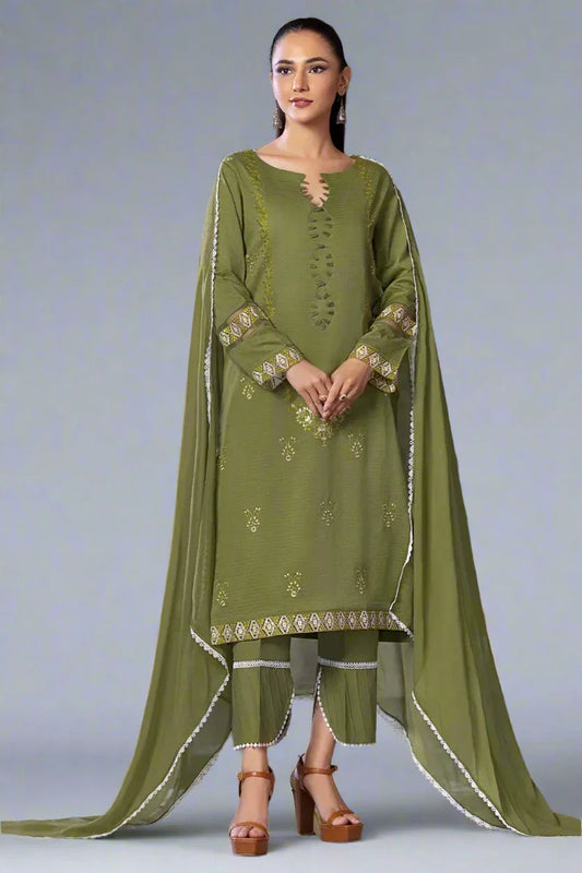 3PC Embroidered Unstitched Cambric Suit KSDE-2833 Embroidered KHAS STORES 