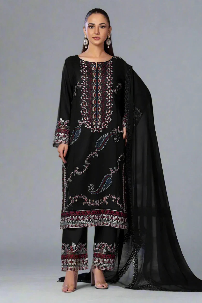 3PC Embroidered Unstitched Cambric Suit KSDE-2837 Embroidered KHAS STORES 