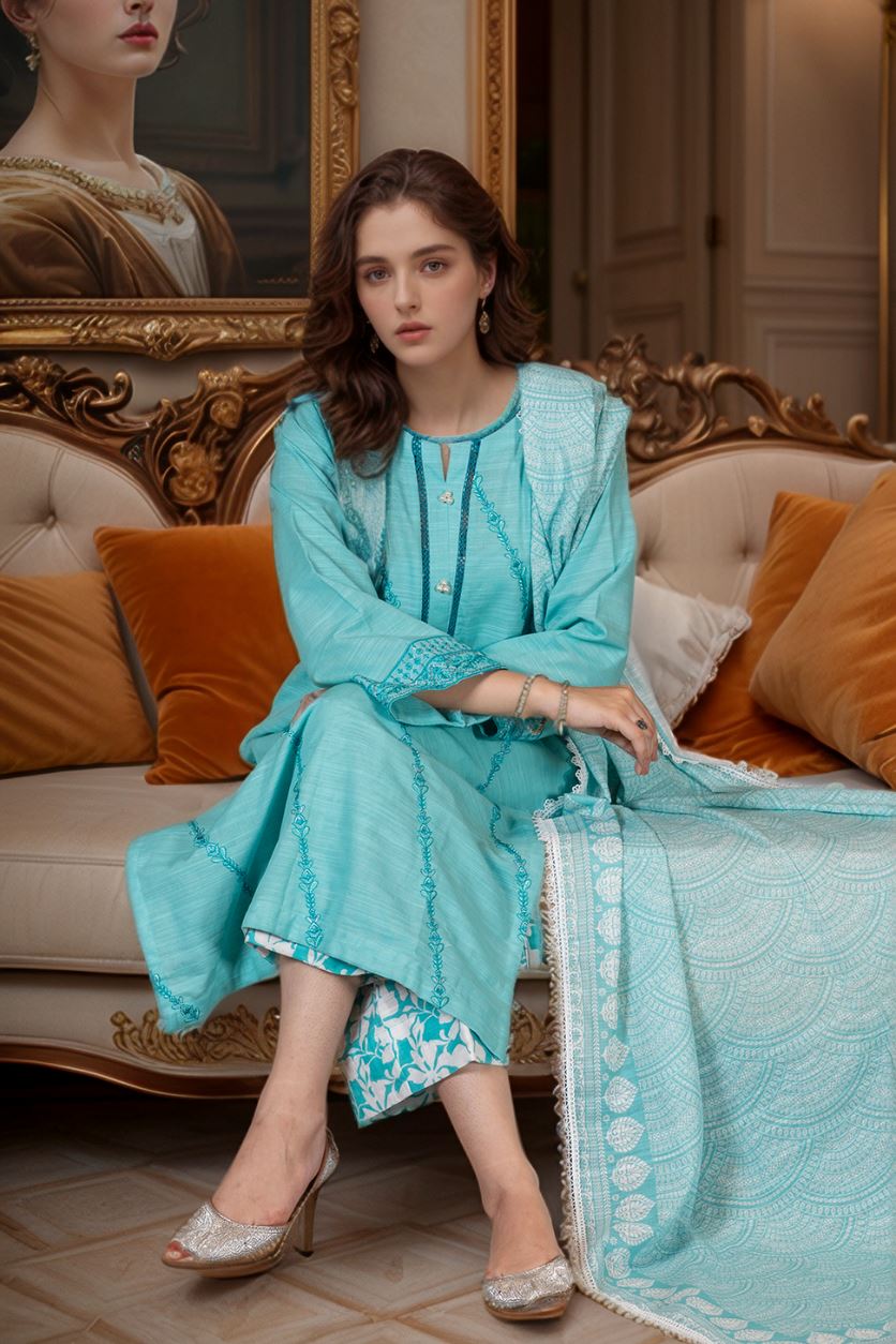 3PC Embroidered Unstitched Khaddar Suit KKE-2986 Embroidered KHAS STORES 