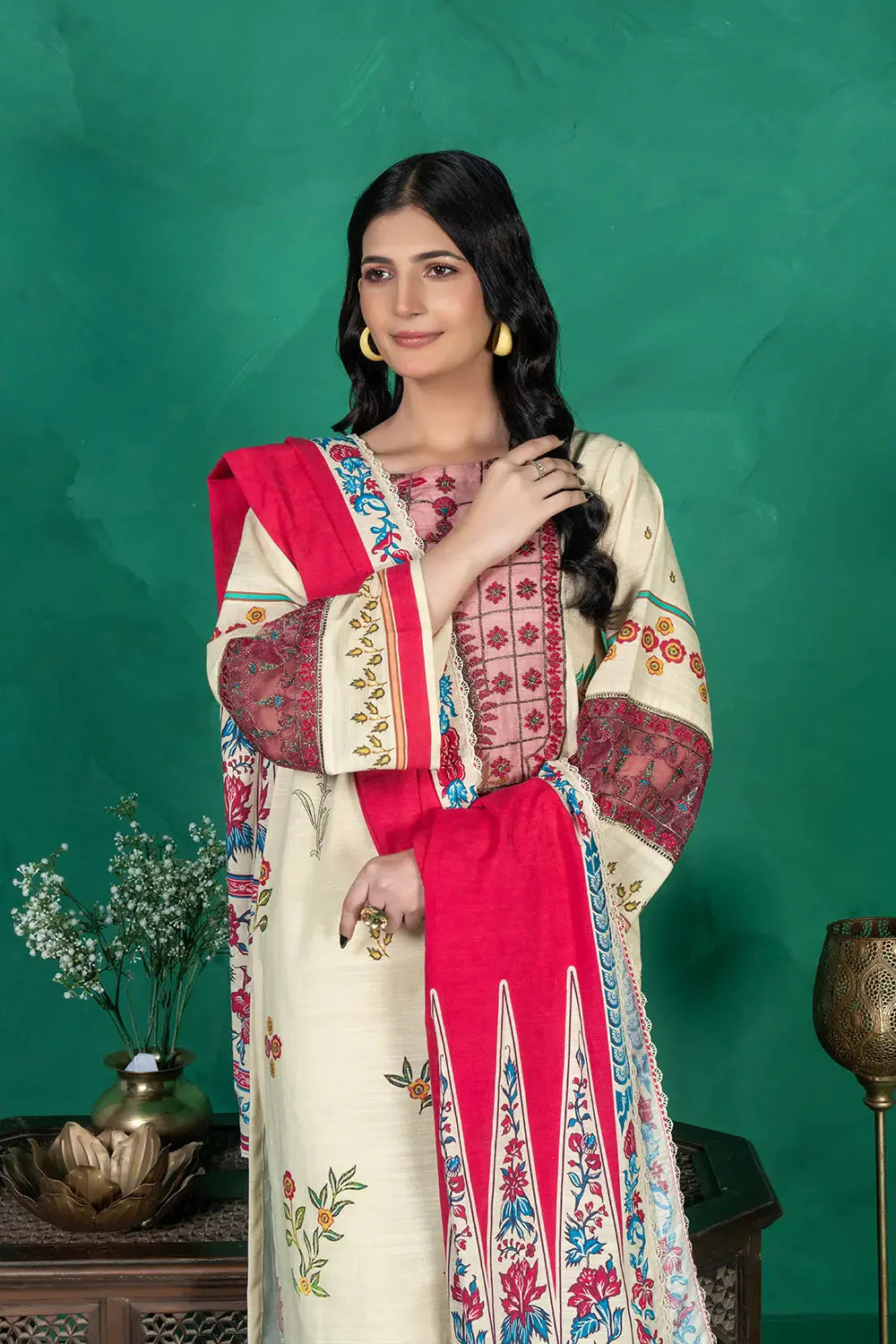3PC Embroidered Unstitched Khaddar Suit KKE-3018 Embroidered KHAS STORES 