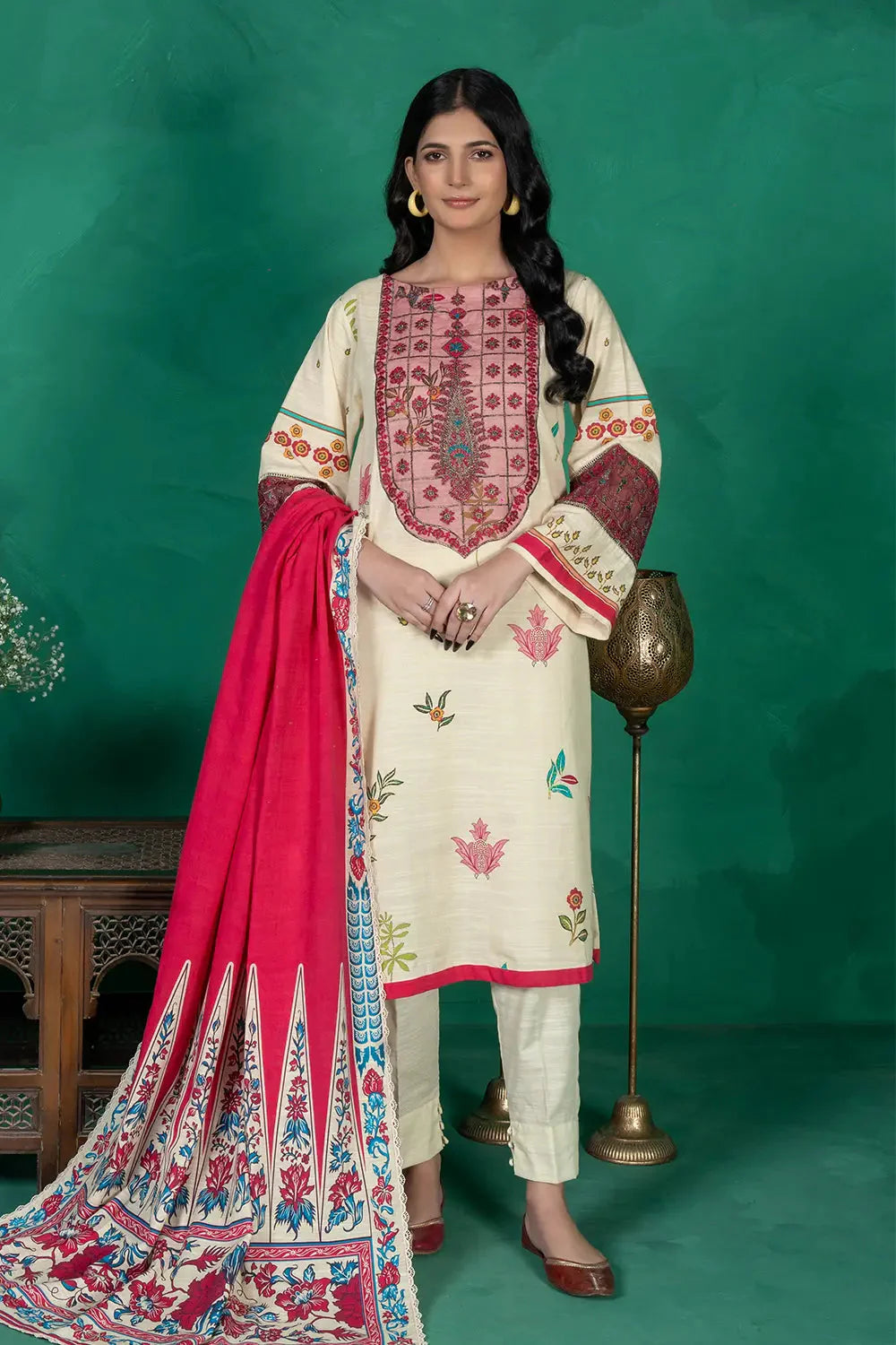 3PC Embroidered Unstitched Khaddar Suit KKE-3018 Embroidered KHAS STORES 
