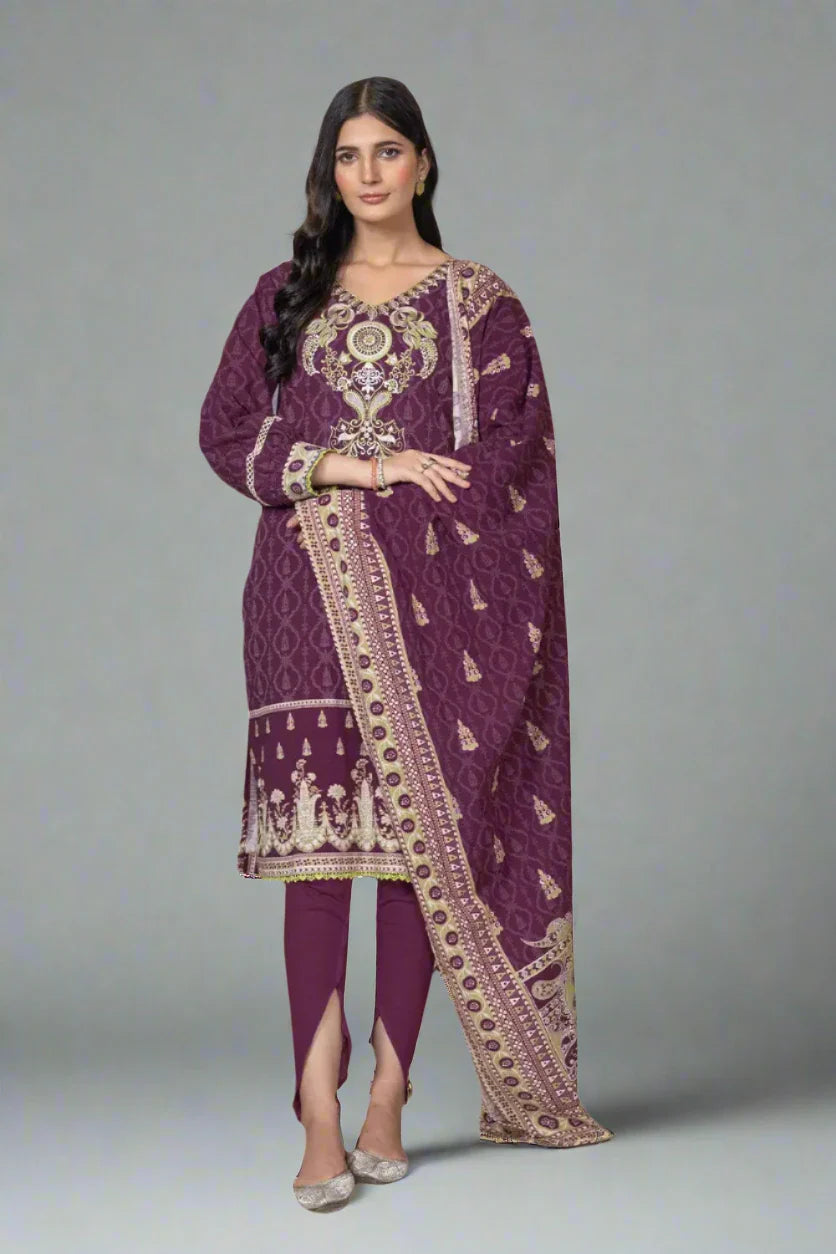 3PC Embroidered Unstitched Khaddar Suit KKHE-2948 Embroidered KHAS STORES 