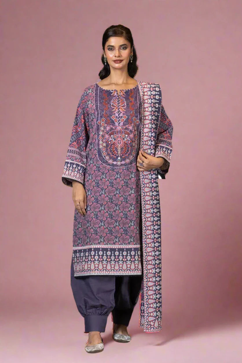 3PC Embroidered Unstitched Khaddar Suit KKHE-2950 Embroidered KHAS STORES 
