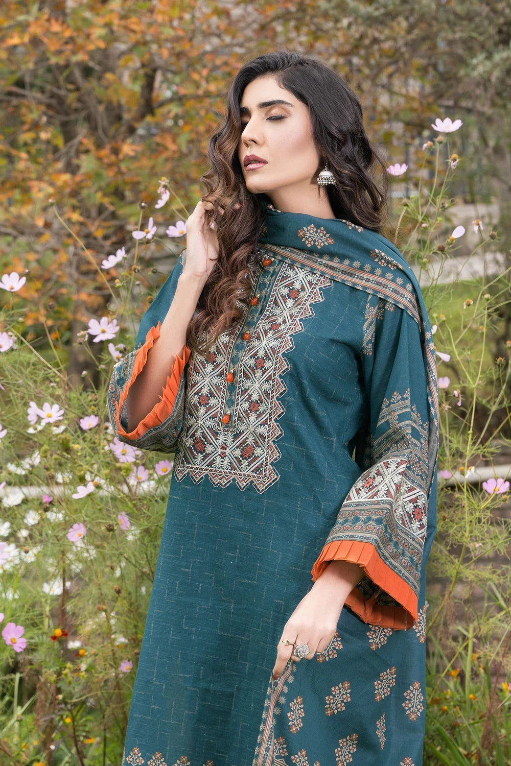 3PC Embroidered Unstitched Khaddar Suit KKHE-3581 Embroidered KHAS STORES 