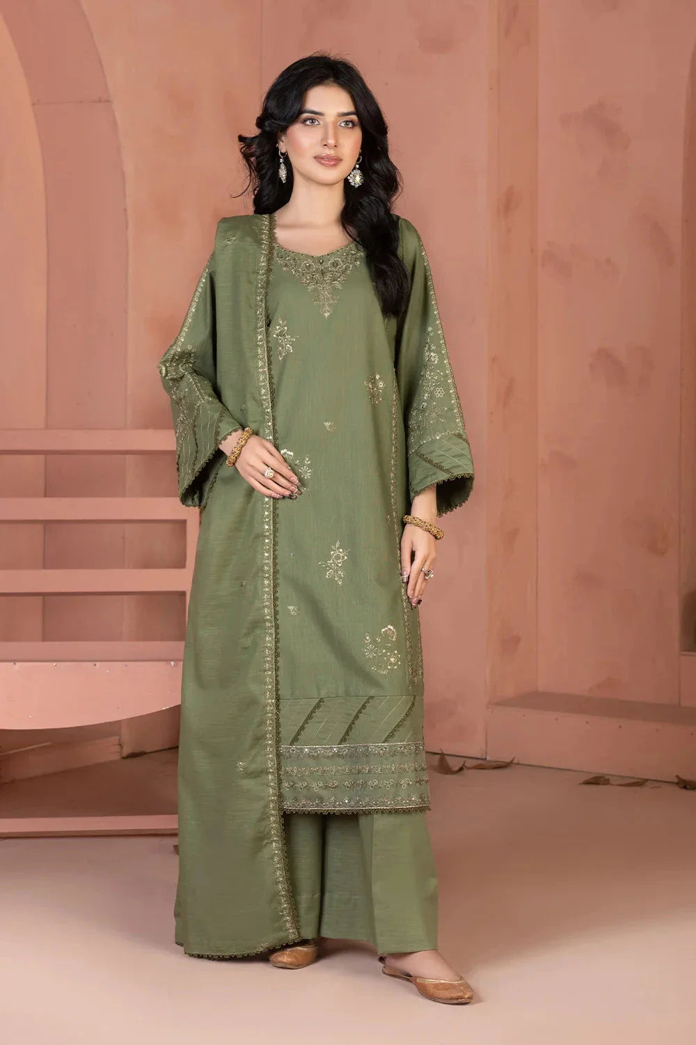3PC Embroidered Unstitched Khaddar Suit KKHE-3696 Embroidered KHAS STORES 