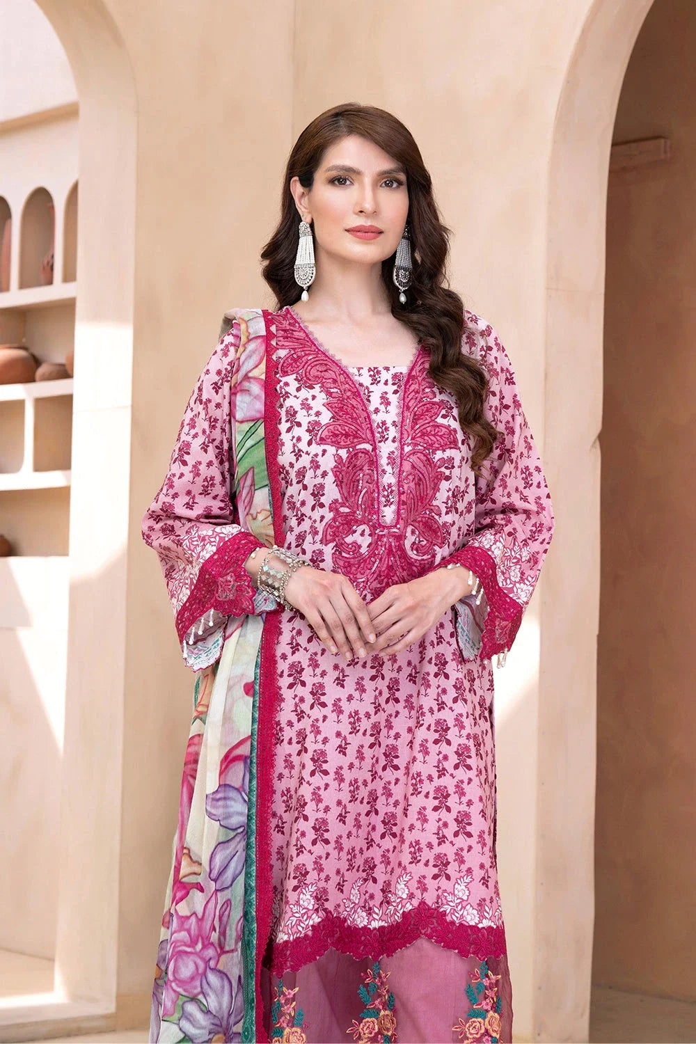 3PC Embroidered Unstitched Lawn Suit KC-3326 Embroidered KHAS STORES 