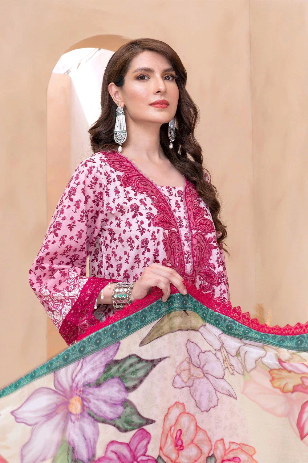3PC Embroidered Unstitched Lawn Suit KC-3326 Embroidered KHAS STORES 