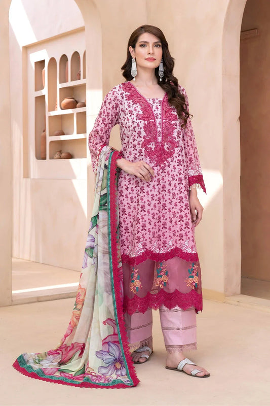 3PC Embroidered Unstitched Lawn Suit KC-3326 Embroidered KHAS STORES 