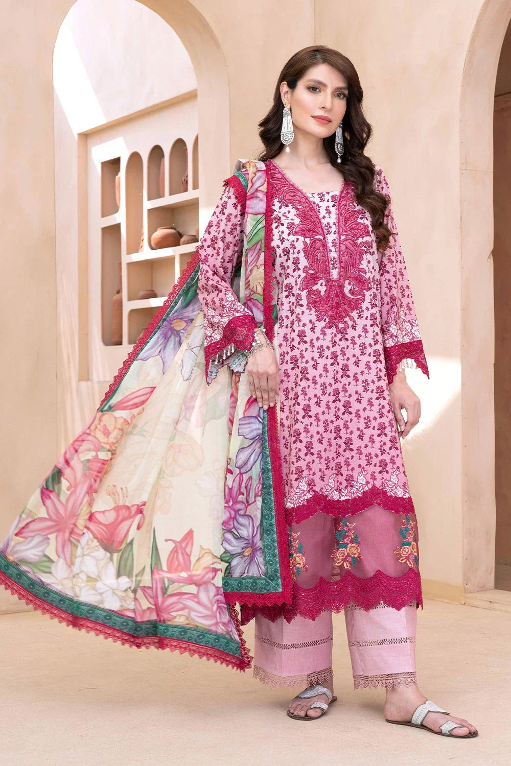 3PC Embroidered Unstitched Lawn Suit KC-3326 Embroidered KHAS STORES 