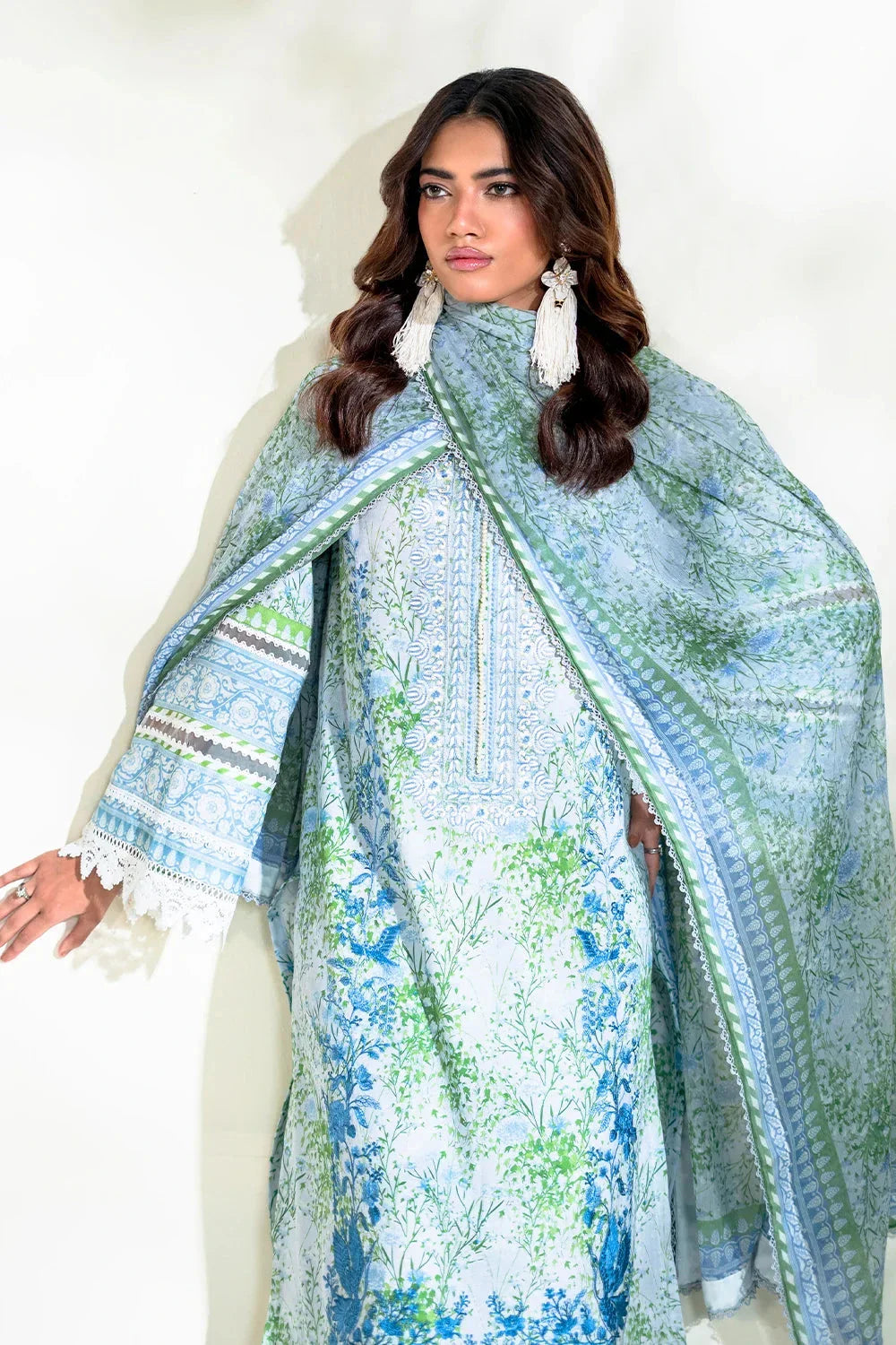 3PC Embroidered Unstitched Lawn Suit | KC-3774 Embroidered KHAS STORES 