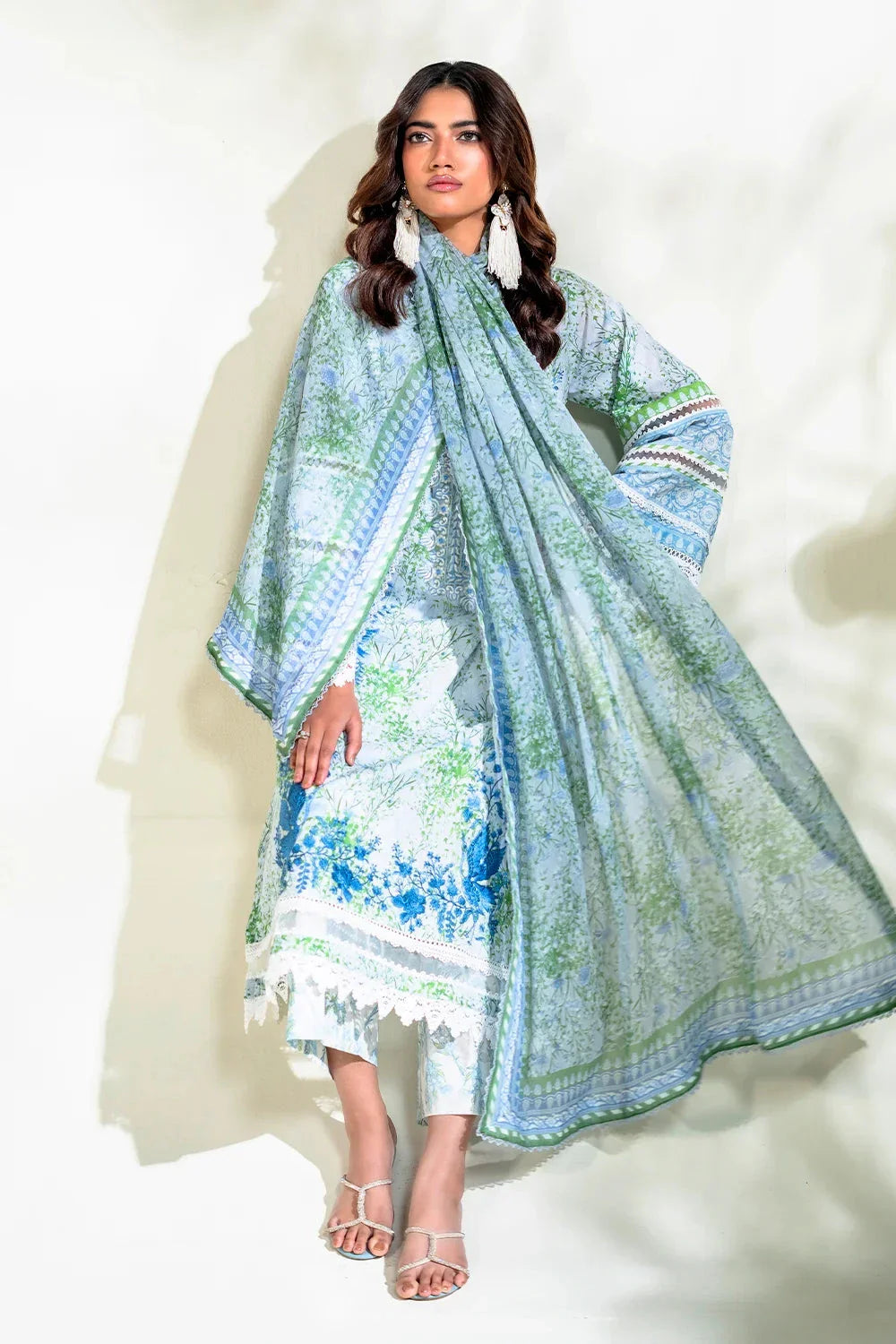 3PC Embroidered Unstitched Lawn Suit | KC-3774 Embroidered KHAS STORES 