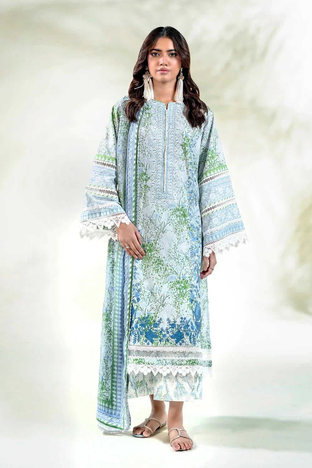 3PC Embroidered Unstitched Lawn Suit | KC-3774 Embroidered KHAS STORES 