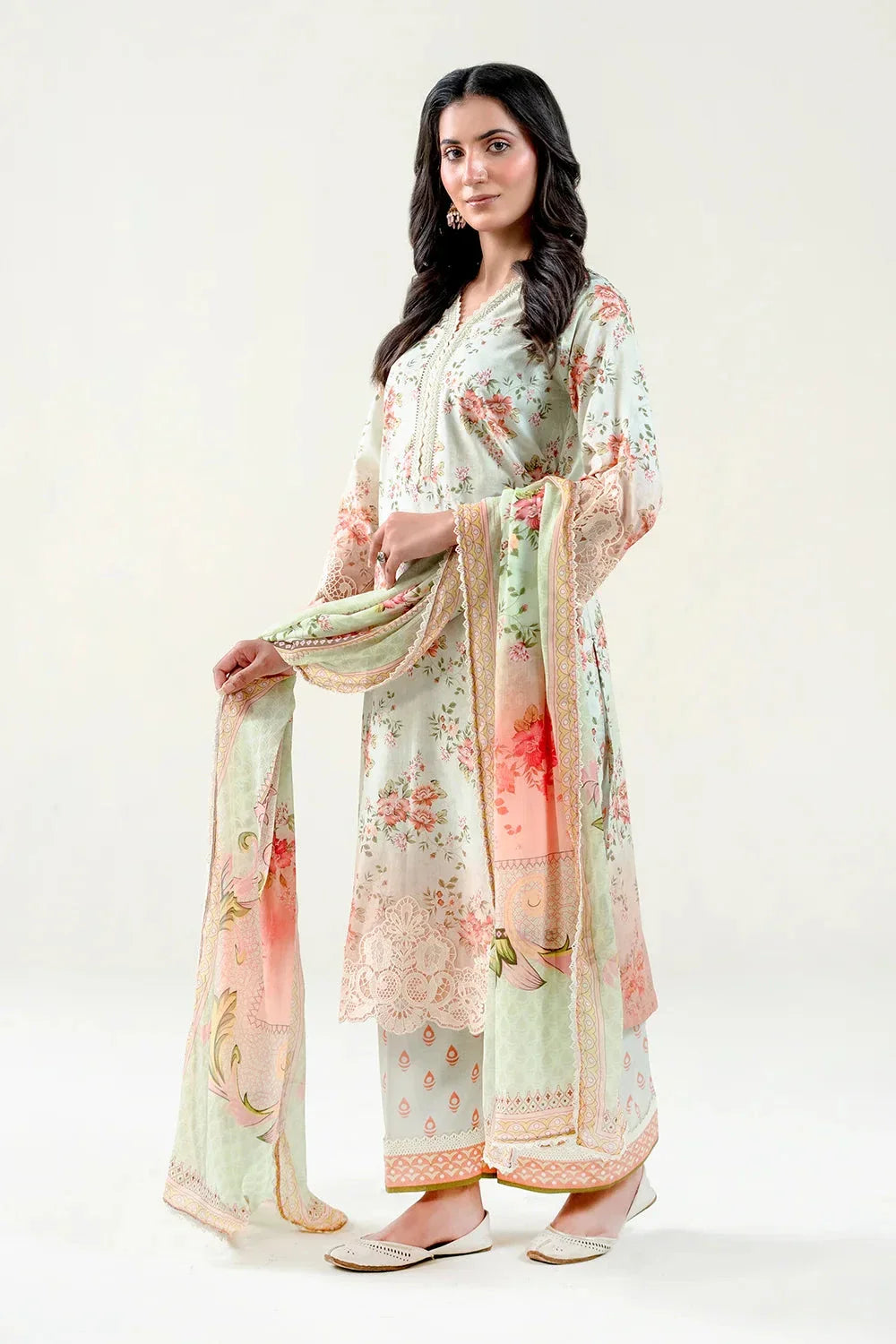 3PC Embroidered Unstitched Lawn Suit | KC-3775 Embroidered KHAS STORES 