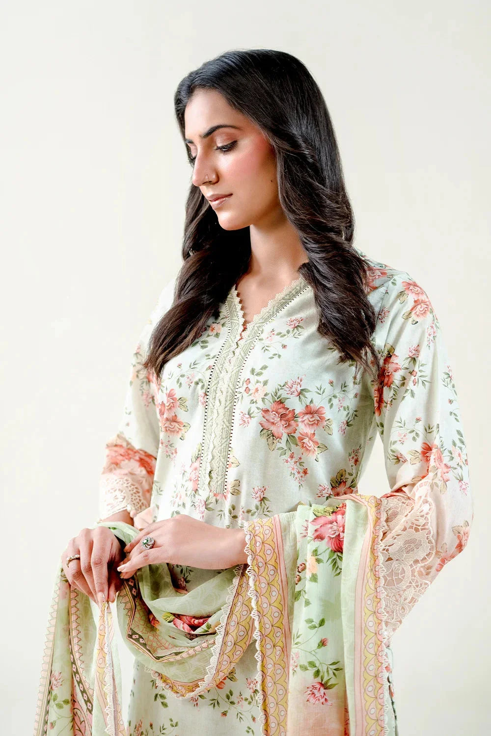 3PC Embroidered Unstitched Lawn Suit | KC-3775 Embroidered KHAS STORES 
