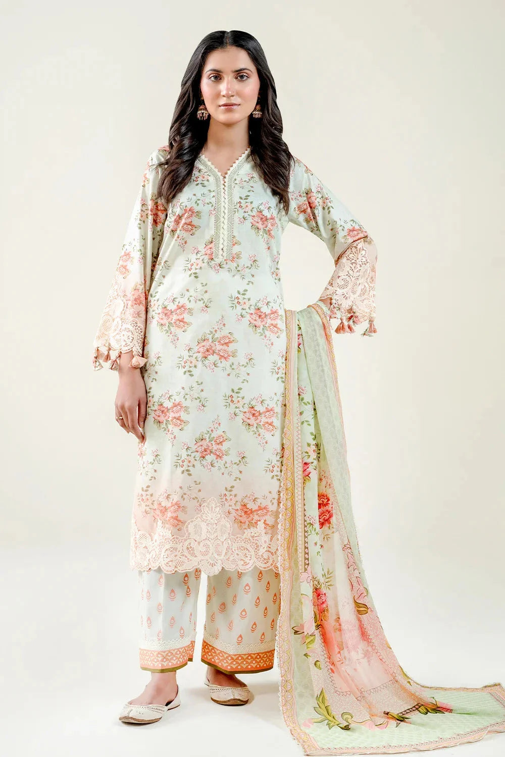 3PC Embroidered Unstitched Lawn Suit | KC-3775 Embroidered KHAS STORES 