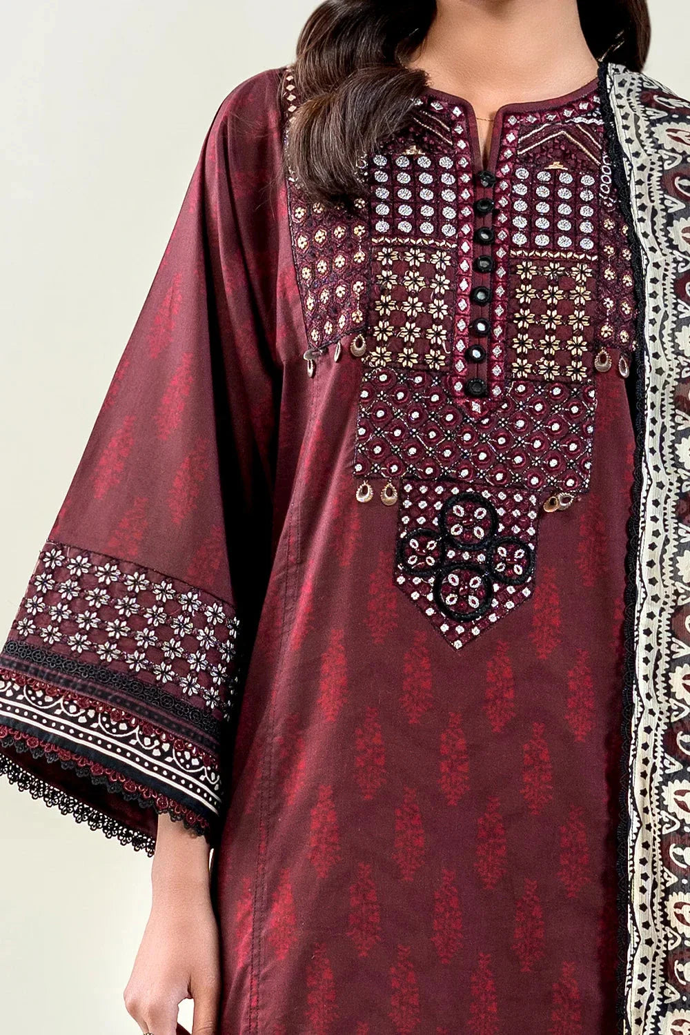 3PC Embroidered Unstitched Lawn Suit | KC-3776 Embroidered KHAS STORES 