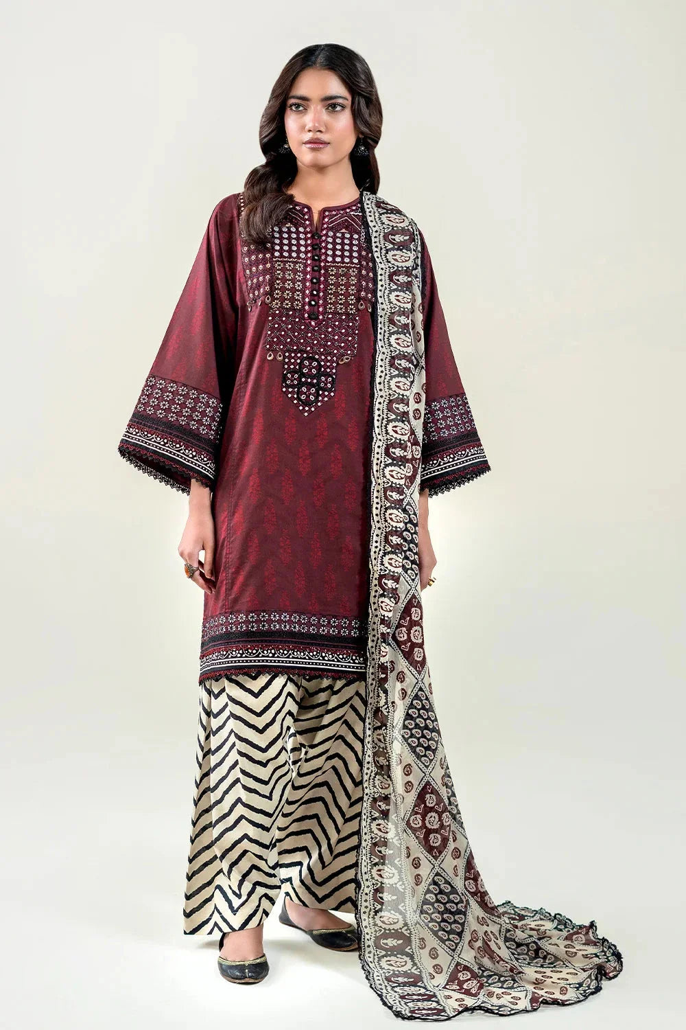 3PC Embroidered Unstitched Lawn Suit | KC-3776 Embroidered KHAS STORES 