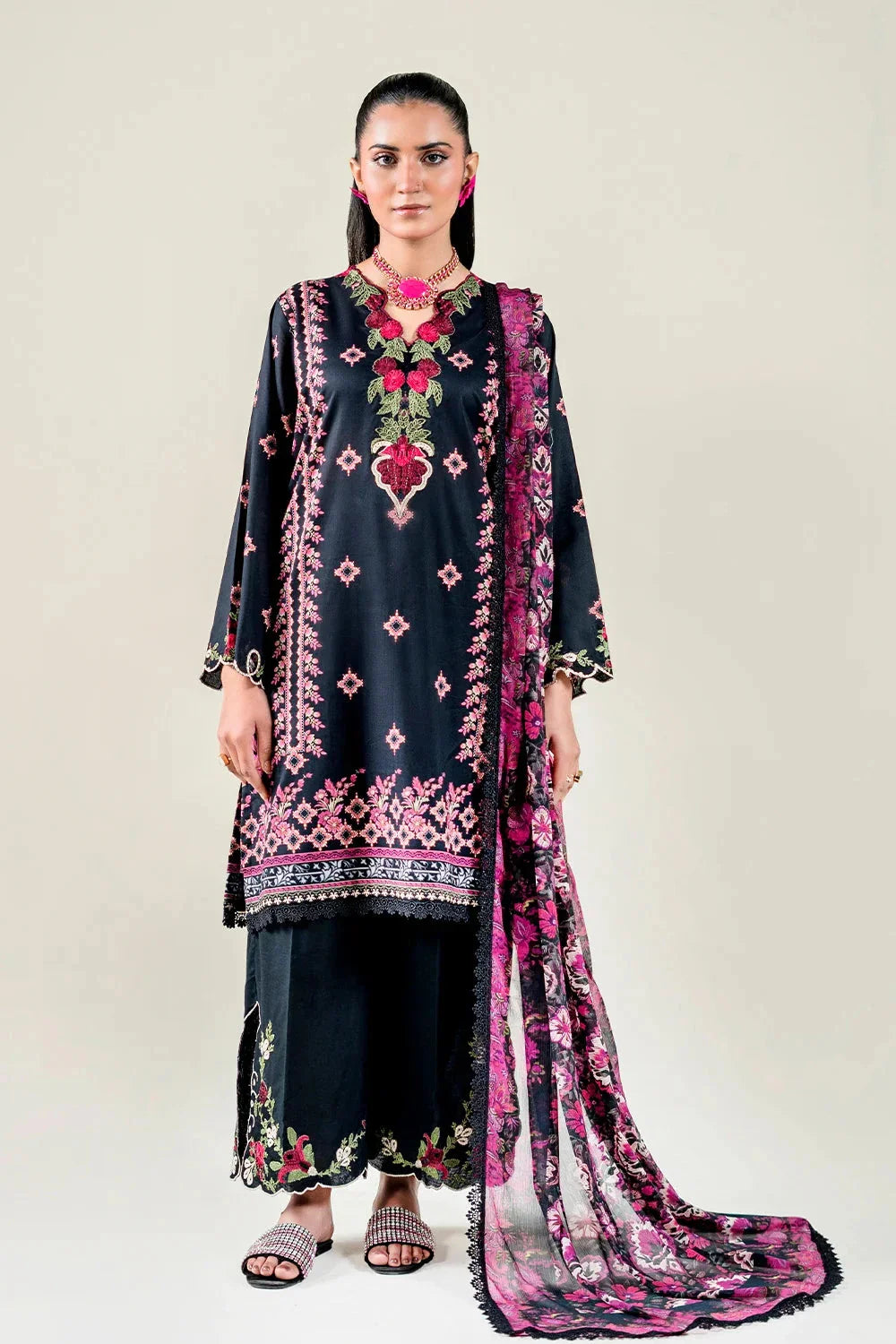 3PC Embroidered Unstitched Lawn Suit | KC-3777 Embroidered KHAS STORES 