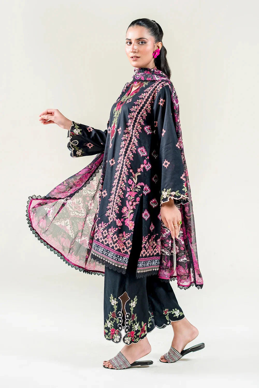 3PC Embroidered Unstitched Lawn Suit | KC-3777 Embroidered KHAS STORES 