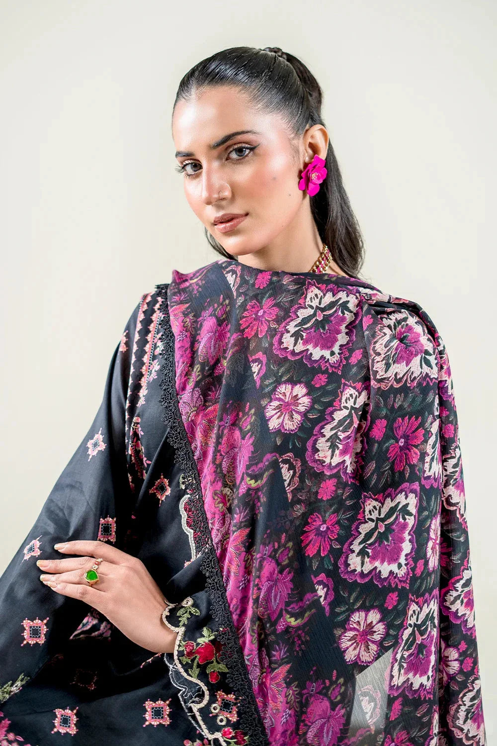 3PC Embroidered Unstitched Lawn Suit | KC-3777 Embroidered KHAS STORES 