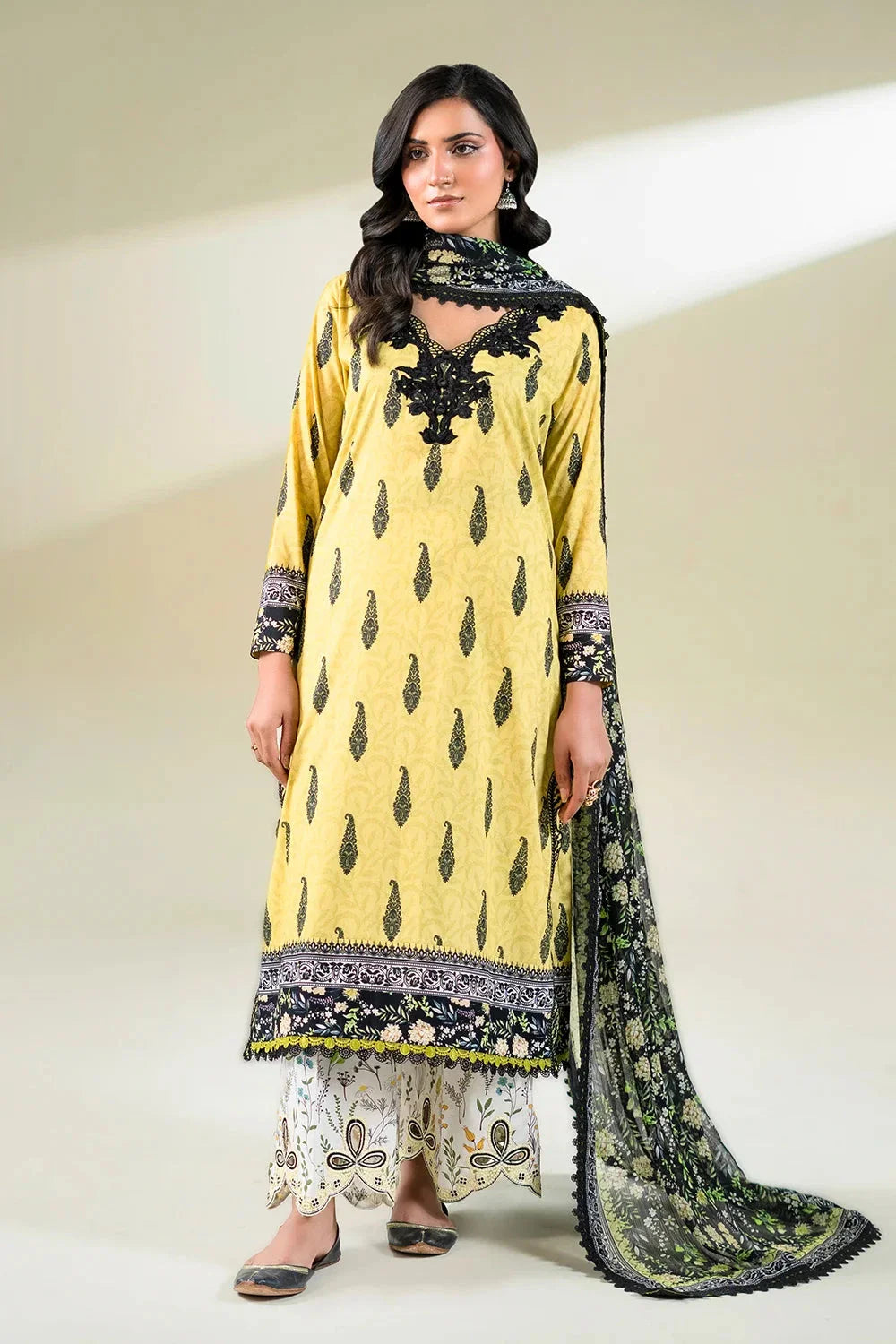 3PC Embroidered Unstitched Lawn Suit | KC-3778 Embroidered KHAS STORES 